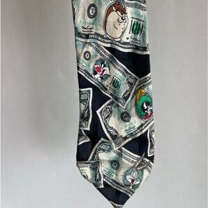 LOONEY TUNES  Mania Neck Tie 100's Silk Money LOONEY FRIENDS 1996